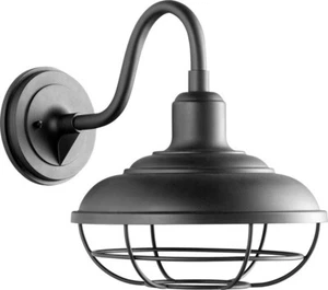 Outdoor Wall Sconce, 12", Quorum Tansley 1-Light 100 Watts, Noir Finish - Picture 1 of 1