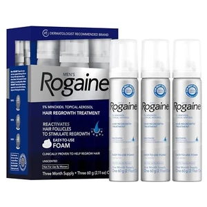 Rogaine for Men Hair Regrowth FOAM Extra Strength 2.11 OZ (Box has 3 Cans)5/2027 - Picture 1 of 10