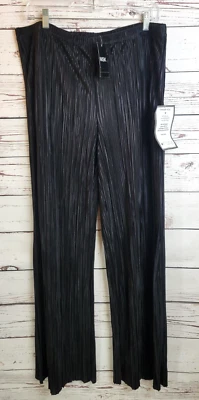 Pantalones cómodos para mujer MSK negros rectos plisados tiro alto pierna ancha talla 2XL nuevos con etiquetas Foto 1 de 4