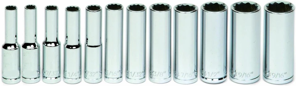 Conjunto de soquete profundo métrico 12 peças 14 mm a 4 mm com aberturas lobulares super torque - Imagem 1 de 1