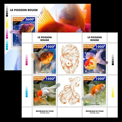 Estampillas Goldfish MNH 2022 Chad M/S +S/S Foto 1 de 3