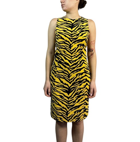 Moschino Mini Abito Donna Economico E Chic Senza Maniche Motivo Animali Giallo Tg 8