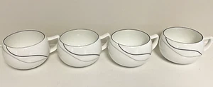 Set-4 Mikasa THREADS Coffee Cups, Black & Gray Lines, 2.5" x 3" Fine China Japan - Picture 1 of 7