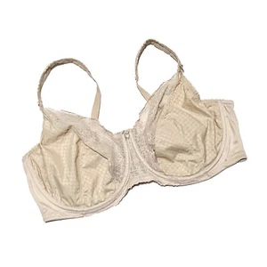 Glamorise, Beige with Floral Lace Unpadded Bra with Underwires, size 48D - Picture 1 of 3
