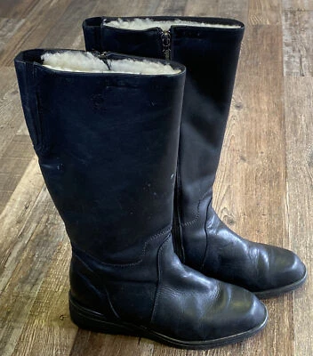 Blondo 黑色真皮 8 D 码及膝防水羊毛衬里靴 — 第 1/4 张图片