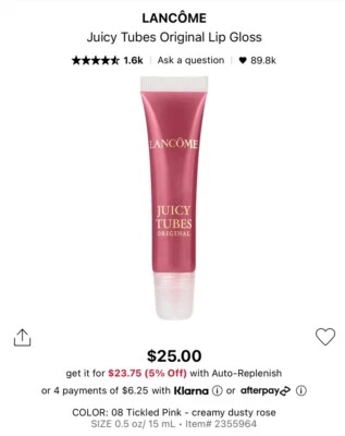 Lancome Juicy Tubes Lip Gloss 08 Tickled Pink | NEW | Ultra Shiny | MSRP $25 - Image 1 of 4