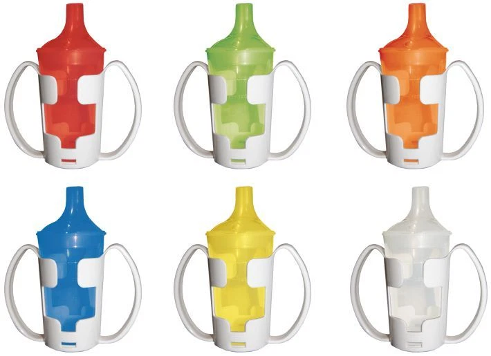 SANI-ALT Schnabelbecher/ Trinkbecher - Set EXTRA mit Deckel für Brei und Tee, mit Halter