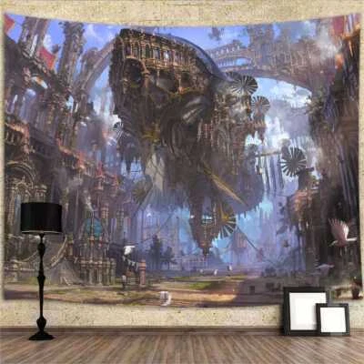 Fantasy Victoria Medieval City Extra Large Tapestry Wall Hanging Background Game - Image 1 of 4