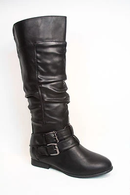 Women's Fashion Low Flat Heel Mid-Calf  Knee High Riding Boot Shoes Size 5 -11 - Image 1 of 4