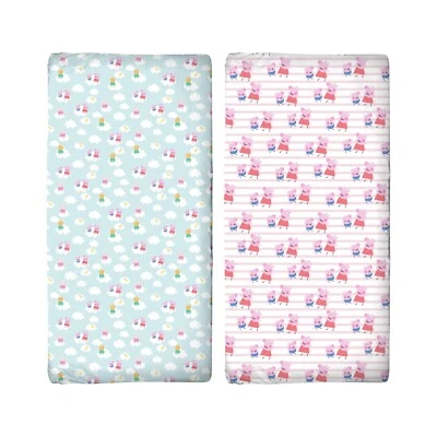 CHARACTER WORLD Peppa Pig Wiege Bett Spannbettlaken Kleinkind 2er Pack My First Cotton Bedding Kinderzimmer
