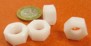 Sechskantmutter, Acetal, Delrin, weiß, 3/8"-16 Gewinde, 0,0328" H, 25 Stück - Bild 1 von 12