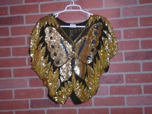 BUTTERFLY VINTAGE 1970S WOMANS SEQUENCE TOP--SEE ALL PICTURES FIRST - Picture 1 of 7