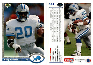 1991 Upper Deck BARRY SANDERS Football Card 444 Detroit Lions