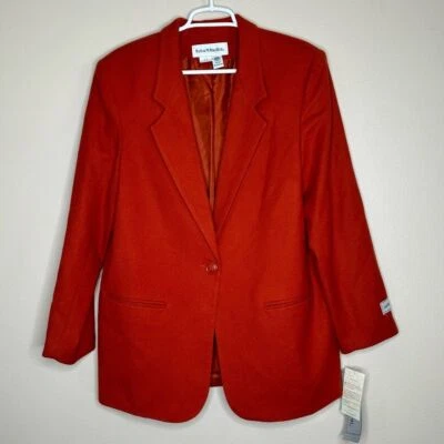 Norton Mcnaughton 复古女式橙色 100% 羊毛西装外套 - 14 码 — 第 1/4 张图片