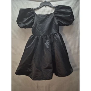 Rare Editions dress girls size 12 black balloon sleeve square neck zipper 7249 - Picture 1 of 9