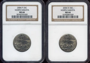 2006 P D North Dakota Quarter 2 Coin Set NGC MS66 Holiday Sale 🎁 - Picture 1 of 2