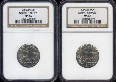 2006 P D North Dakota Quarter 2 Coin Set NGC MS66 Holiday Sale 🎁 - Image 1 of 2