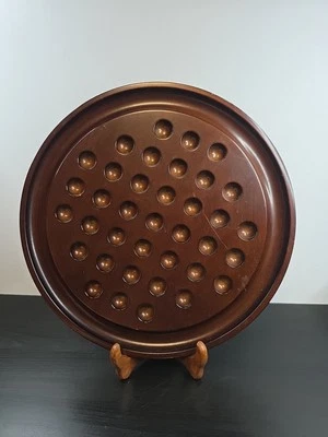 Vintage The Bombay Company Wooden Solitaire Brown Board 1994 13.5" - Image 1 of 4