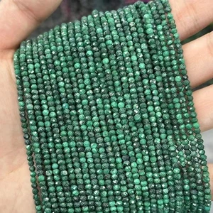 Cuentas espaciadoras de disco rondelle micro facetadas de malaquita verde natural genuina de 2x3 mm - Imagen 1 de 7