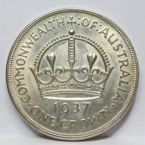 AUSTRALIEN Krone 5 Schilling 1937 ca. UNC Silber Großbritannien George VI #E10 - Bild 1 von 4