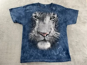 The Mountain Big White Tiger Face 2011 Adult Blue Tie Dye T Shirt XL Cotton - Picture 1 of 10