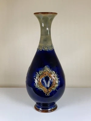  Antique Royal Doulton Cobalt Blue Art Nouveau Vase c.1902-1920, Rare  - Image 1 of 4