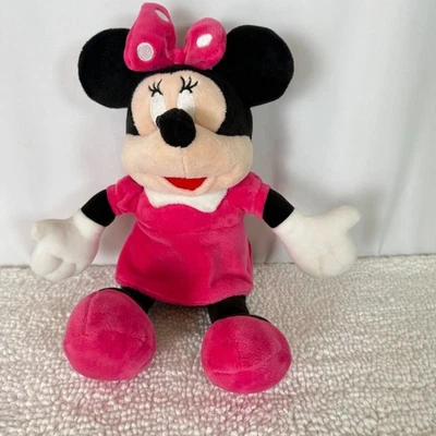Minnie Mouse Plush Toy Piggy Bank Pink Dress Polka Dot Bow Disney Stuffed Animal - Image 1 of 4