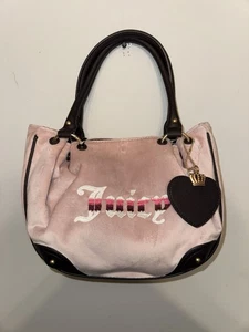 New Juicy Couture Retro Vibe Satchel Tote Brown Dusty Pink Bag - Picture 1 of 4