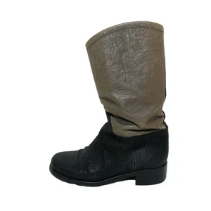 Chanel Botas Zapatos EU 37 US 7 Cuero Negro Gris Beige Auténticas - Imagen 1 de 24