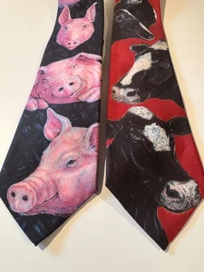 Ralph Marlin Farm Animals Ties – “Cows” & “Pig” – Made in USA - Picture 1 of 14