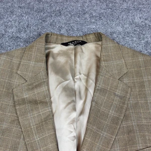 *FLAW Jos. A. Bank Sport Coat Blazer 43L Beige Plaid Business Casual Wool Silk - Picture 1 of 20