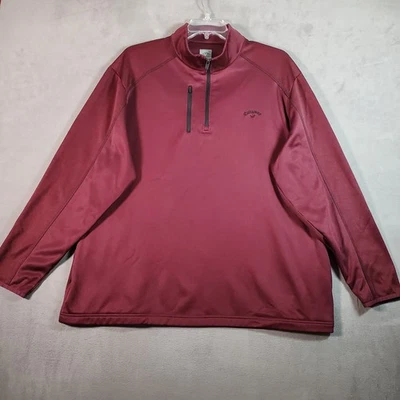 Callaway Sweater Mens XXL Red 1/4 Zip Pullover Pockets Fleece Performance Golf - Image 1 of 4
