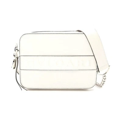 宝格丽浮雕标志皮革单肩包女式白色均码 — 第 1/4 张图片