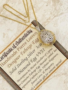 Fine Diamond Pendants 18k Yellow Gold 3carat Diamond Jewelry Faberge Egg Pendant - Picture 1 of 11