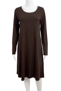 Eileen Fisher T-shirt donna manica lunga cotone biologico piccolo marrone - Foto 1 di 6