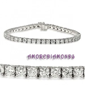 6.4 natural F VS round ideal cut diamond 4 prong tennis bracelet white gold 18k - Picture 1 of 1