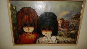 Original Ölgemälde "SCHWESTERN IN DER STADT"? Impressionismus Kunst auf Leinwand.Signiert - Bild 1 von 12