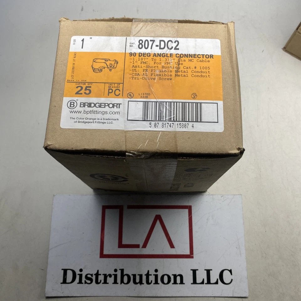 Conector flexible Bridgeport 807-DC2 (caja de 25) 1” 90 grados Foto 1 de 2