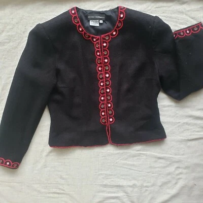 Donna Morgan Black Floral Embroidered Evening Jacket Blazer Ladies Size 12 - Image 1 of 4