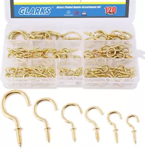 Ganci a tazza avvitabili in ottone placcato filettatura lag ganci pratici assortimento 120 pezzi 6 misure - Foto 1 di 12