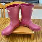 Hunter Pink Women's Original Short Wellington Pull On Rain Boots Size 6