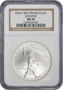 2006-P Franklin Scientist Silver Commemorative Dollar MS70 NGC ^ - Picture 1 of 2