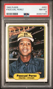 Pascual Perez Pittsburgh Pirates 1982 Fleer #491 PSA 8 casi nuevo-como nuevo Pop 1 solo 4 superior - Imagen 1 de 2