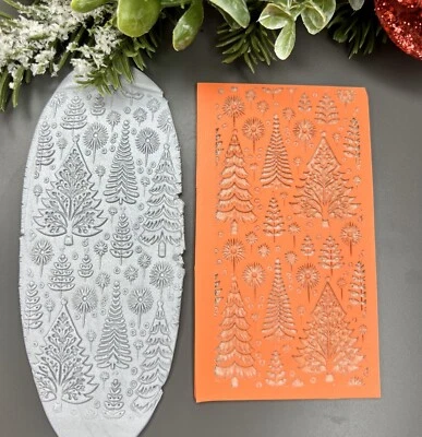 Polymer clay texture mat Christmas Tree 2_ Rubber texture mat_ Christmas texture - Image 1 of 4