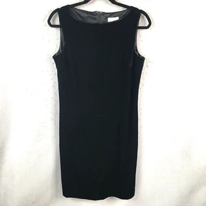 Vintage Black Velvet Dress Womens 8 Black Velour Stretch  Retro Y2K Whimsigoth - Picture 1 of 19