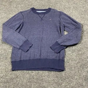 Tommy Hilfiger Sweater Boys Youth Large L Blue Pullover Flag Embroidered Casual - Picture 1 of 14
