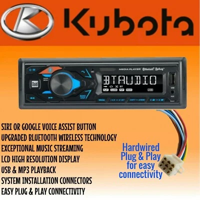 Kubota Radio AM FM USB Aux Bluetooth RTV RTX 1100c Arnés Enchufe B2650 X1100C  Foto 1 de 4