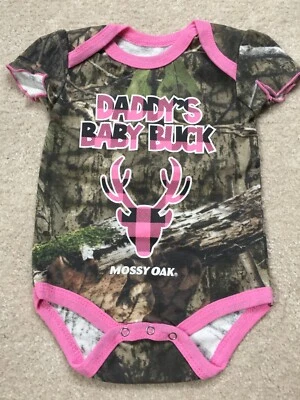 Mossy Oak Baby Girl Camo One Piece 0-3 Months Daddy's Baby Buck FREE SHIP - Image 1 of 4