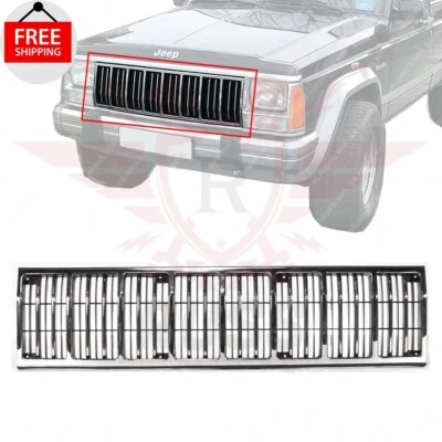 New Front Grille Chrome & Black Fits 1986-1992 Jeep Comanche Cherokee CH1200125 Foto 1 de 4