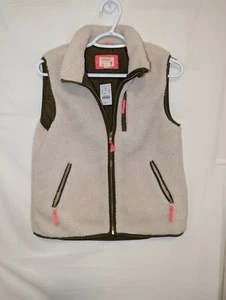 Crewcuts Girls 14 Cream Fleece Zipper Pockets Mock Neck Sleeveless 22117 - Picture 1 of 7